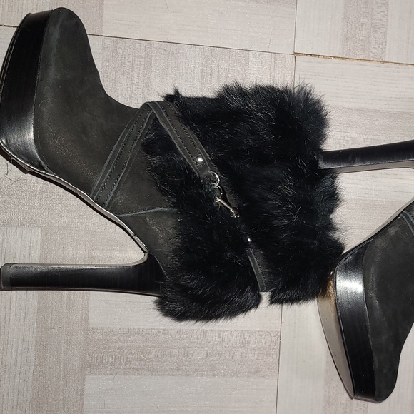 Coach black suede and fur booties with platform heel- Size 6 B - Picture 1 of 3